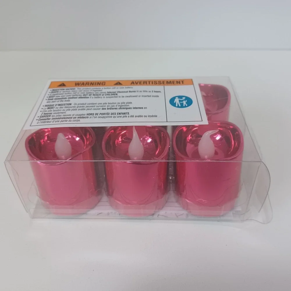 NEW Set of 6 LED‎ Votive Warm White Lights Red Christmas Party
